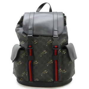 Gucci GG Supreme Sherry Backpack Tiger Leather Black